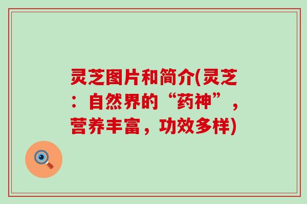 灵芝图片和简介(灵芝：自然界的“药神”，营养丰富，功效多样)