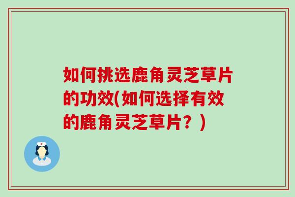 如何挑选鹿角灵芝草片的功效(如何选择有效的鹿角灵芝草片？)