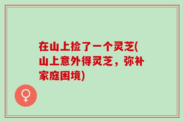 在山上捡了一个灵芝(山上意外得灵芝，弥补家庭困境)