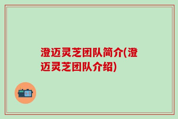 澄迈灵芝团队简介(澄迈灵芝团队介绍)