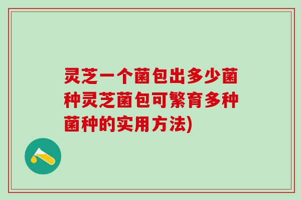 灵芝一个菌包出多少菌种灵芝菌包可繁育多种菌种的实用方法)
