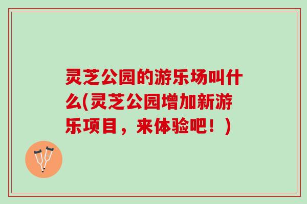 灵芝公园的游乐场叫什么(灵芝公园增加新游乐项目，来体验吧！)