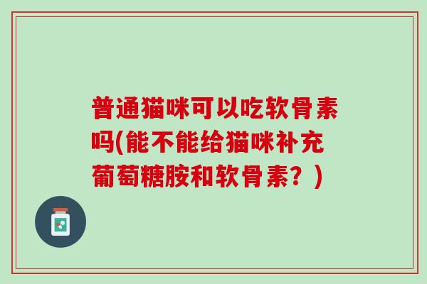 普通猫咪可以吃软骨素吗(能不能给猫咪补充葡萄糖胺和软骨素？)