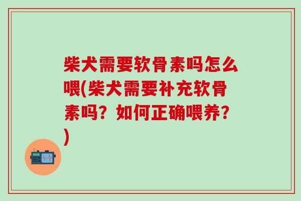 柴犬需要软骨素吗怎么喂(柴犬需要补充软骨素吗？如何正确喂养？)