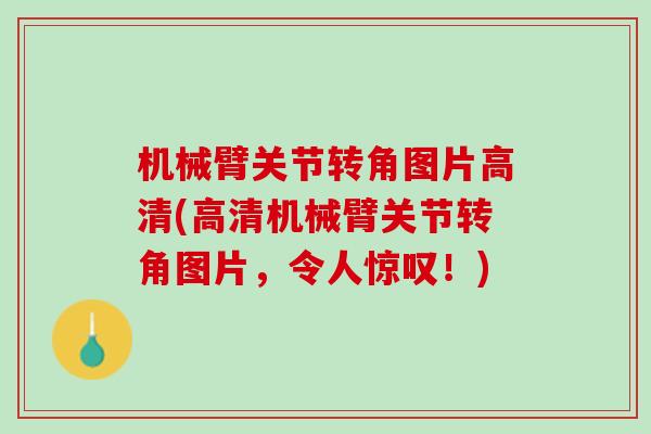 机械臂关节转角图片高清(高清机械臂关节转角图片，令人惊叹！)