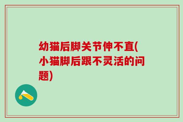 幼猫后脚关节伸不直(小猫脚后跟不灵活的问题)