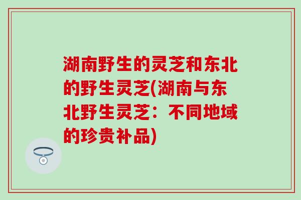 湖南野生的灵芝和东北的野生灵芝(湖南与东北野生灵芝：不同地域的珍贵补品)