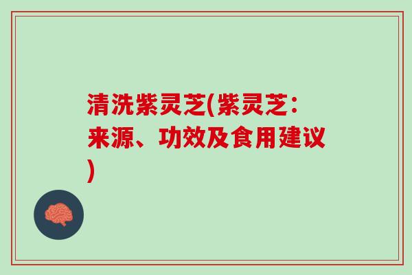 清洗紫灵芝(紫灵芝：来源、功效及食用建议)