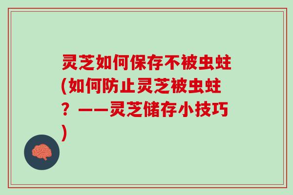 灵芝如何保存不被虫蛀(如何防止灵芝被虫蛀？——灵芝储存小技巧)