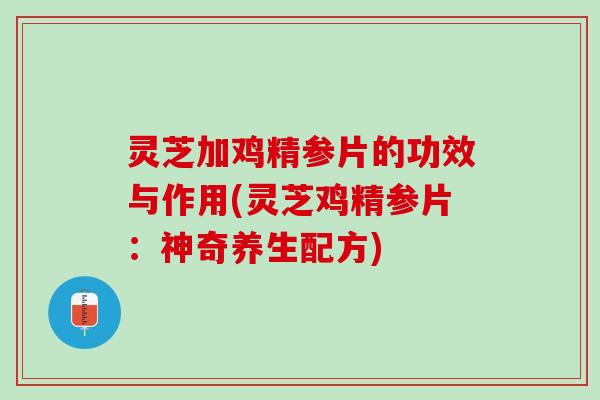 灵芝加鸡精参片的功效与作用(灵芝鸡精参片：神奇养生配方)