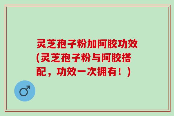 灵芝孢子粉加阿胶功效(灵芝孢子粉与阿胶搭配，功效一次拥有！)