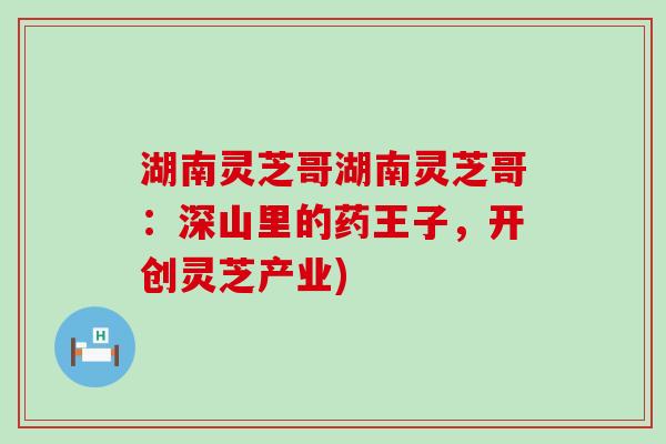 湖南灵芝哥湖南灵芝哥：深山里的药王子，开创灵芝产业)