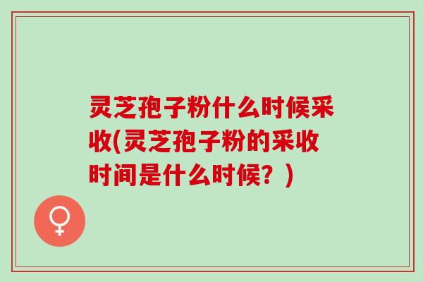 灵芝孢子粉什么时候采收(灵芝孢子粉的采收时间是什么时候？)