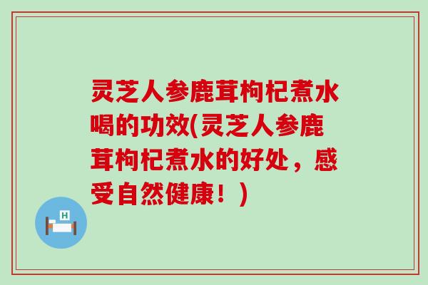 灵芝人参鹿茸枸杞煮水喝的功效(灵芝人参鹿茸枸杞煮水的好处，感受自然健康！)