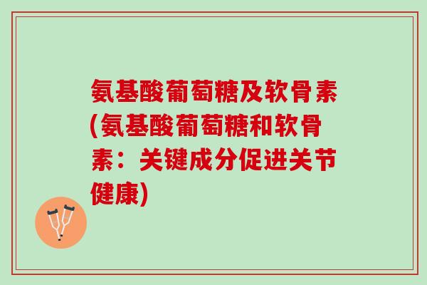 氨基酸葡萄糖及软骨素(氨基酸葡萄糖和软骨素：关键成分促进关节健康)