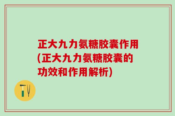 正大九力氨糖胶囊作用(正大九力氨糖胶囊的功效和作用解析)