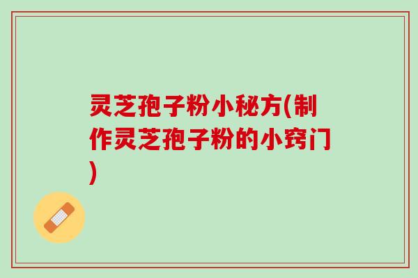 灵芝孢子粉小秘方(制作灵芝孢子粉的小窍门)