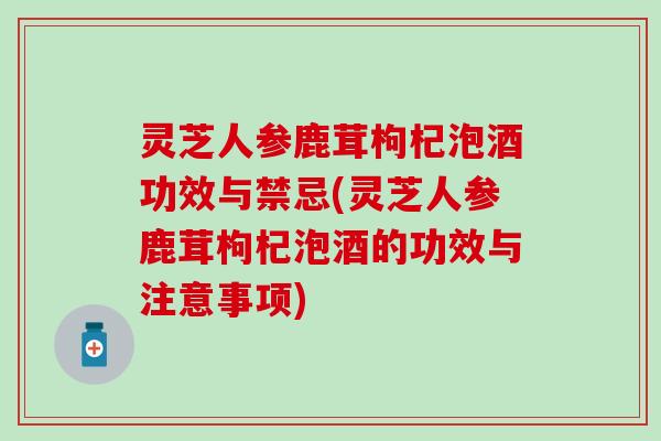灵芝人参鹿茸枸杞泡酒功效与禁忌(灵芝人参鹿茸枸杞泡酒的功效与注意事项)