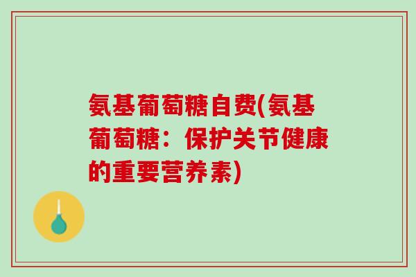 氨基葡萄糖自费(氨基葡萄糖：保护关节健康的重要营养素)