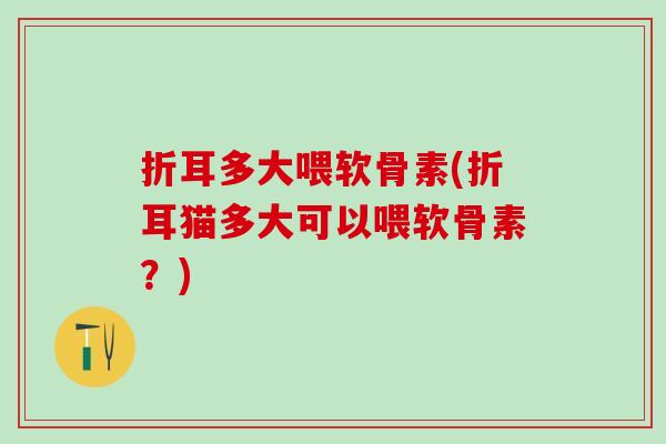 折耳多大喂软骨素(折耳猫多大可以喂软骨素？)