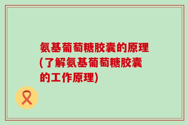 氨基葡萄糖胶囊的原理(了解氨基葡萄糖胶囊的工作原理)