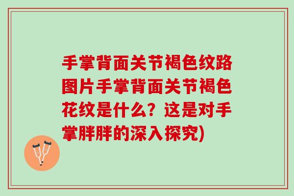 手掌背面关节褐色纹路图片手掌背面关节褐色花纹是什么？这是对手掌胖胖的深入探究)