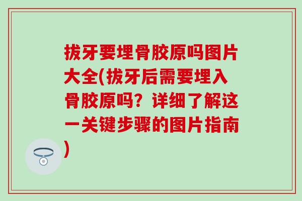 拔牙要埋骨胶原吗图片大全(拔牙后需要埋入骨胶原吗？详细了解这一关键步骤的图片指南)