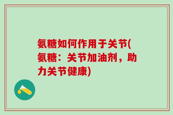 氨糖如何作用于关节(氨糖：关节加油剂，助力关节健康)