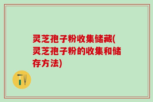 灵芝孢子粉收集储藏(灵芝孢子粉的收集和储存方法)