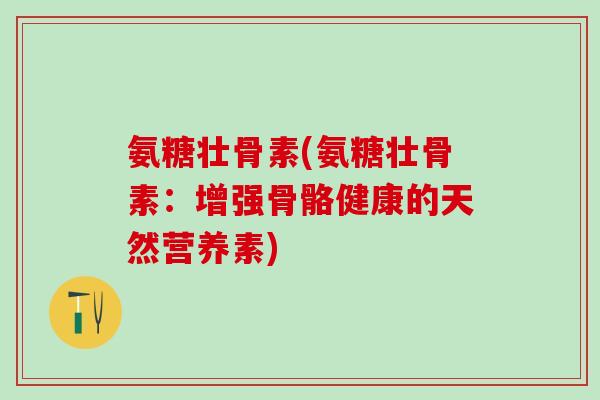 氨糖壮骨素(氨糖壮骨素：增强骨骼健康的天然营养素)