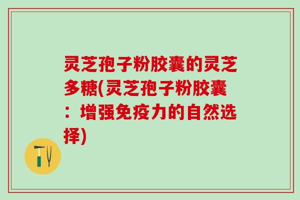 灵芝孢子粉胶囊的灵芝多糖(灵芝孢子粉胶囊：增强免疫力的自然选择)