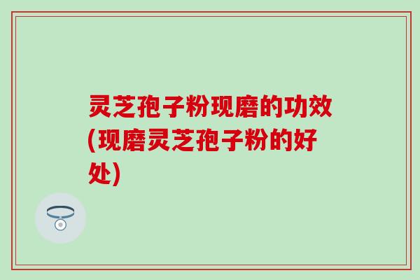 灵芝孢子粉现磨的功效(现磨灵芝孢子粉的好处)