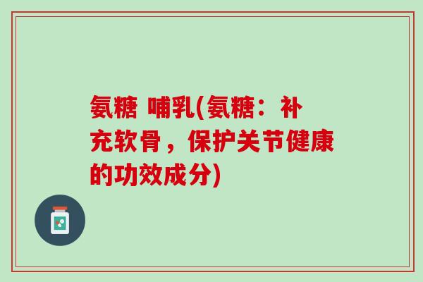 氨糖 哺乳(氨糖：补充软骨，保护关节健康的功效成分)