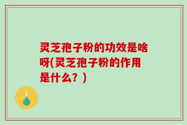 灵芝孢子粉的功效是啥呀(灵芝孢子粉的作用是什么？)