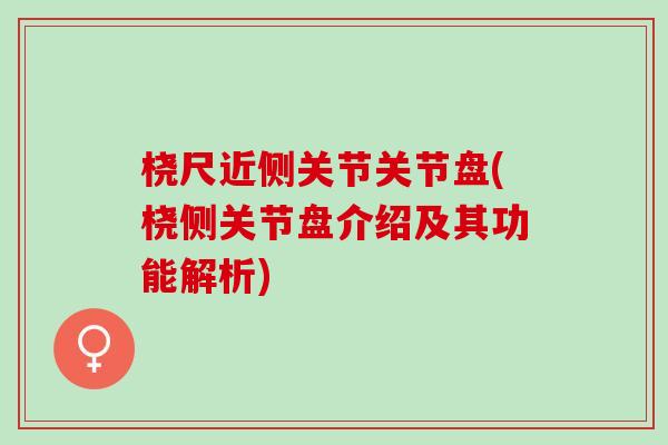 桡尺近侧关节关节盘(桡侧关节盘介绍及其功能解析)