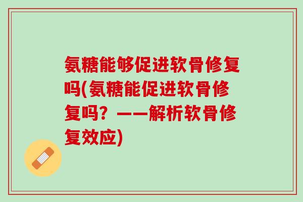 氨糖能够促进软骨修复吗(氨糖能促进软骨修复吗？——解析软骨修复效应)