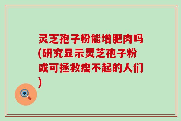 灵芝孢子粉能增肥肉吗(研究显示灵芝孢子粉或可拯救瘦不起的人们)