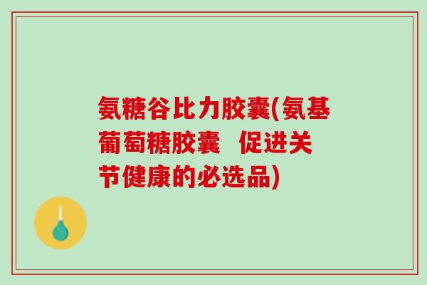 氨糖谷比力胶囊(氨基葡萄糖胶囊  促进关节健康的必选品)