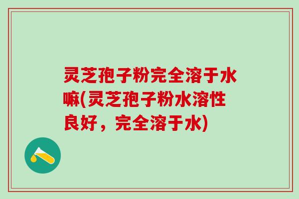 灵芝孢子粉完全溶于水嘛(灵芝孢子粉水溶性良好，完全溶于水)