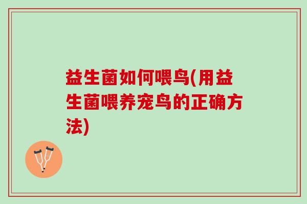 益生菌如何喂鸟(用益生菌喂养宠鸟的正确方法)