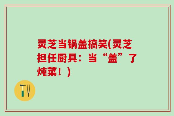 灵芝当锅盖搞笑(灵芝担任厨具：当“盖”了炖菜！)