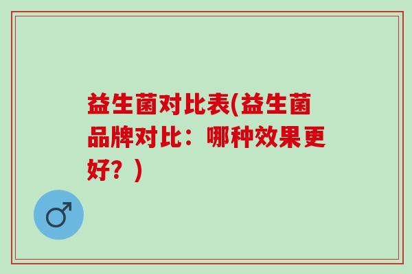 益生菌对比表(益生菌品牌对比:哪种效果更好?) 益生菌对比表(益生菌品牌对比:哪种效果更好?)