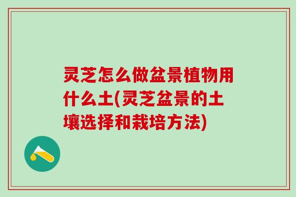 灵芝怎么做盆景植物用什么土(灵芝盆景的土壤选择和栽培方法)