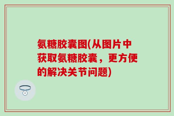 氨糖胶囊图(从图片中获取氨糖胶囊，更方便的解决关节问题)