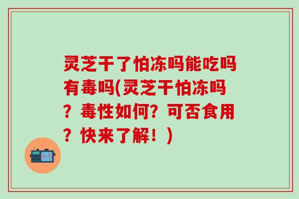灵芝干了怕冻吗能吃吗有毒吗(灵芝干怕冻吗？毒性如何？可否食用？快来了解！)