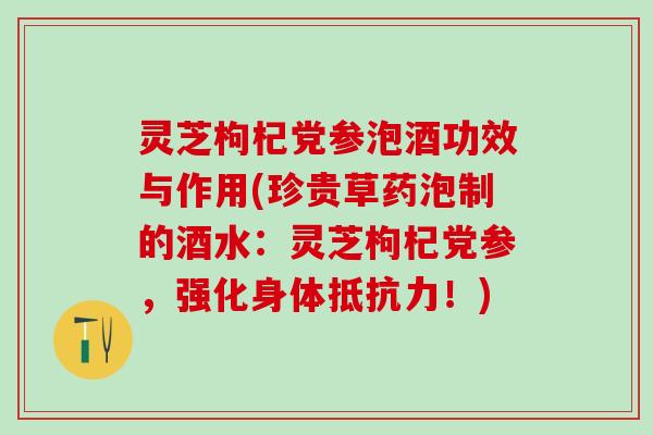 灵芝枸杞党参泡酒功效与作用(珍贵草药泡制的酒水：灵芝枸杞党参，强化身体抵抗力！)