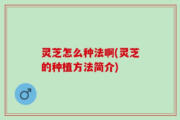 灵芝怎么种法啊(灵芝的种植方法简介)