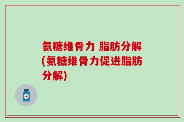 氨糖维骨力 脂肪分解(氨糖维骨力促进脂肪分解)