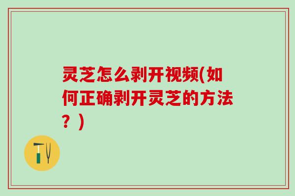 灵芝怎么剥开视频(如何正确剥开灵芝的方法？)