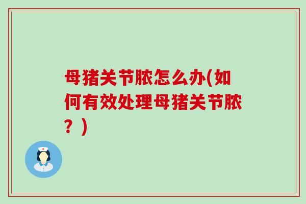 母猪关节脓怎么办(如何有效处理母猪关节脓？)